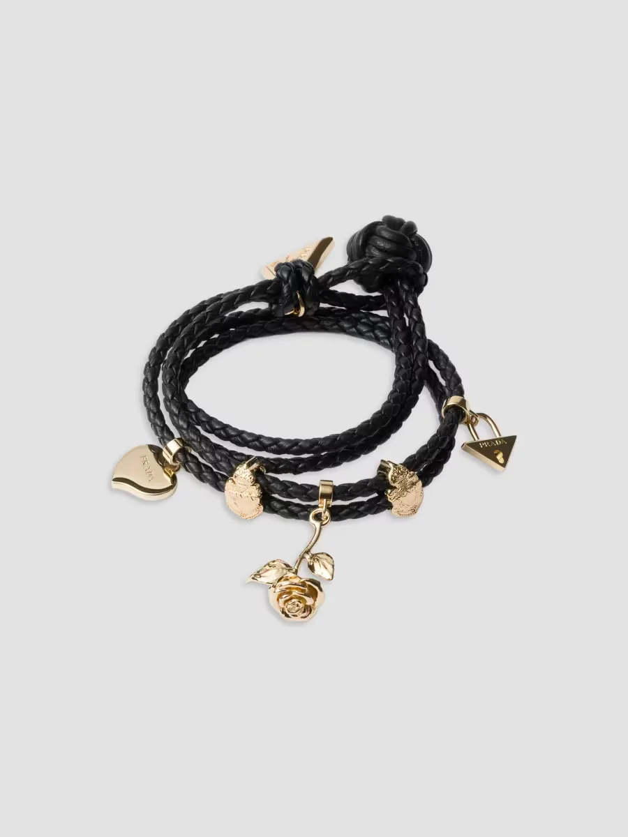 Braided Nappa Leather Bracelet by Prada