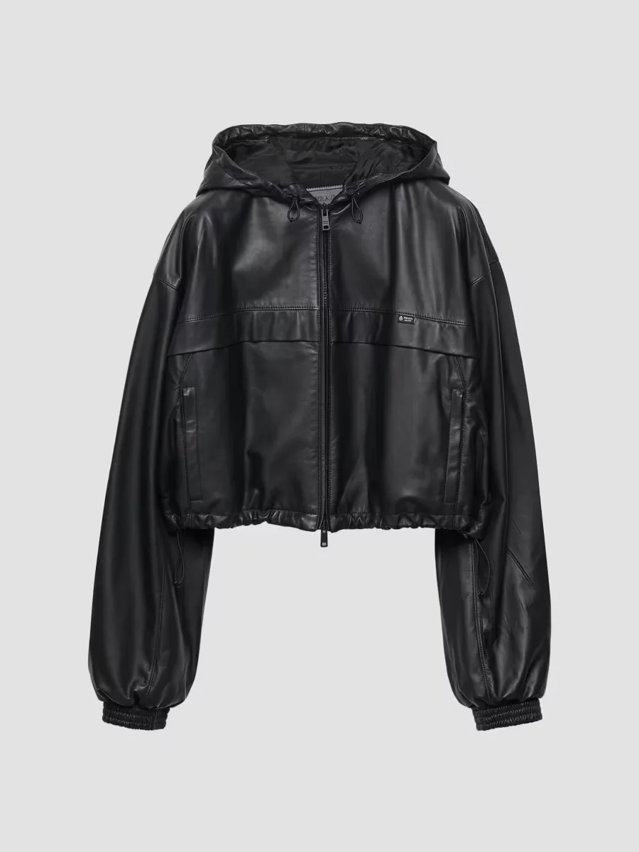 Hooded Nappa Leather Jacket by Prada