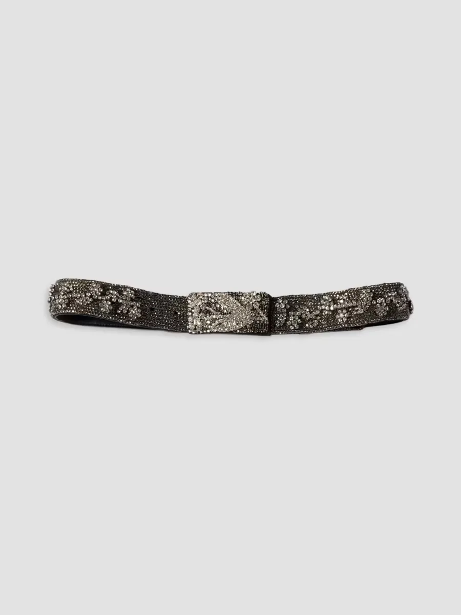 Embroidered Duchesse and Leather Belt by Miu Miu