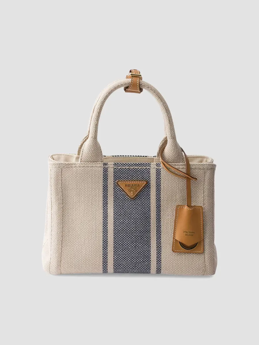 Jardinire Small Cotton Canvas Top Handle Bag by Prada