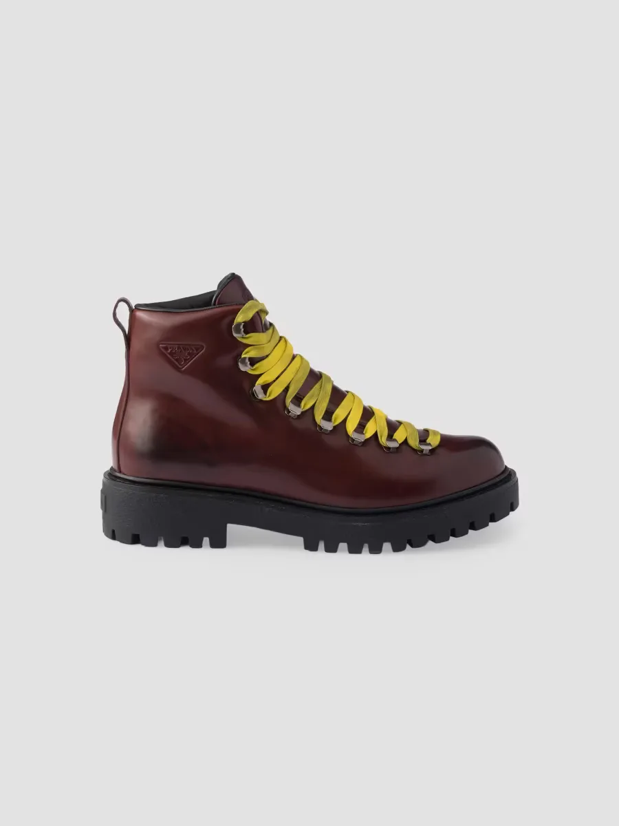 Antiqued Leather Lace-Up Ankle Boots