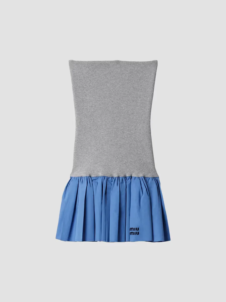 Poplin and Jersey Mini Skirt by Miu Miu