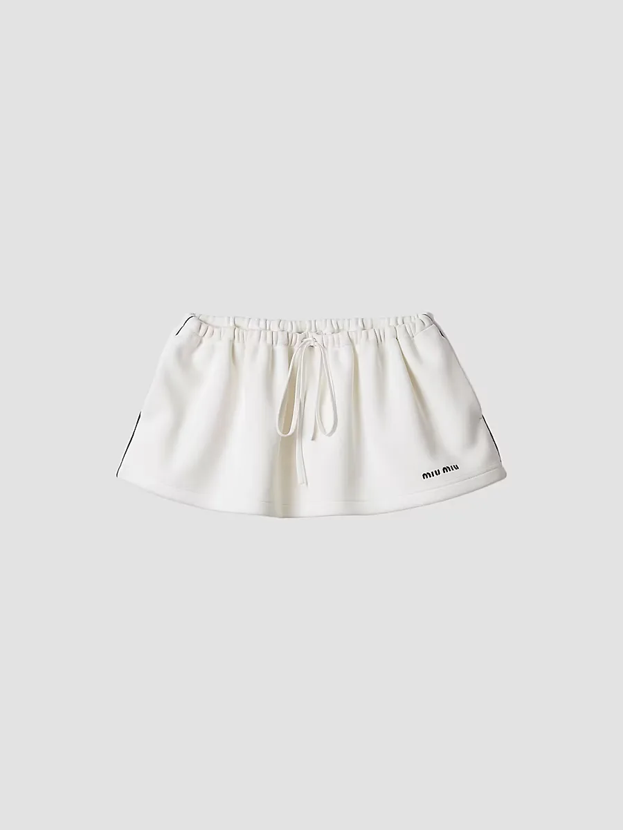 Bonded Piqu and Technical Jersey Miniskirt by Miu Miu