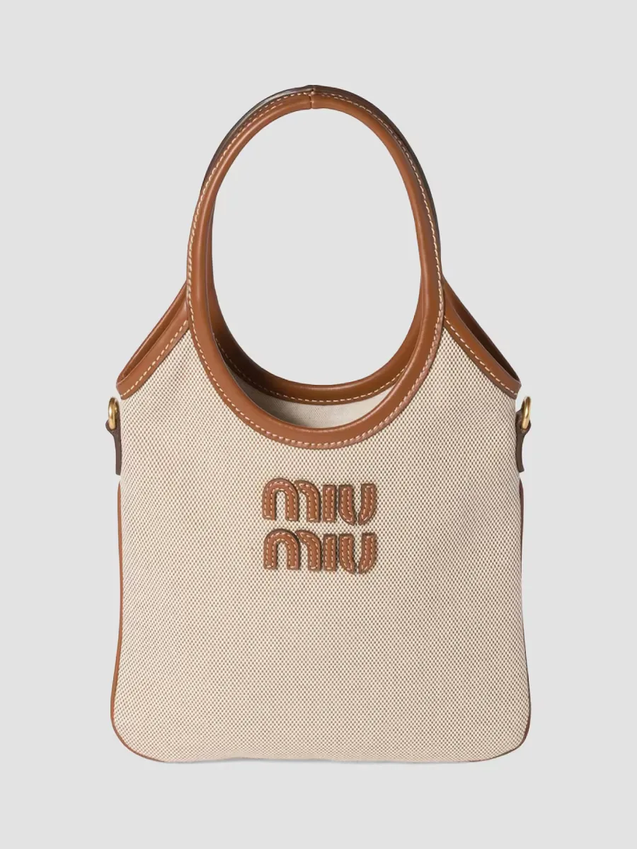 Ivy Canvas and Leather Top Handle Bag by Miu Miu