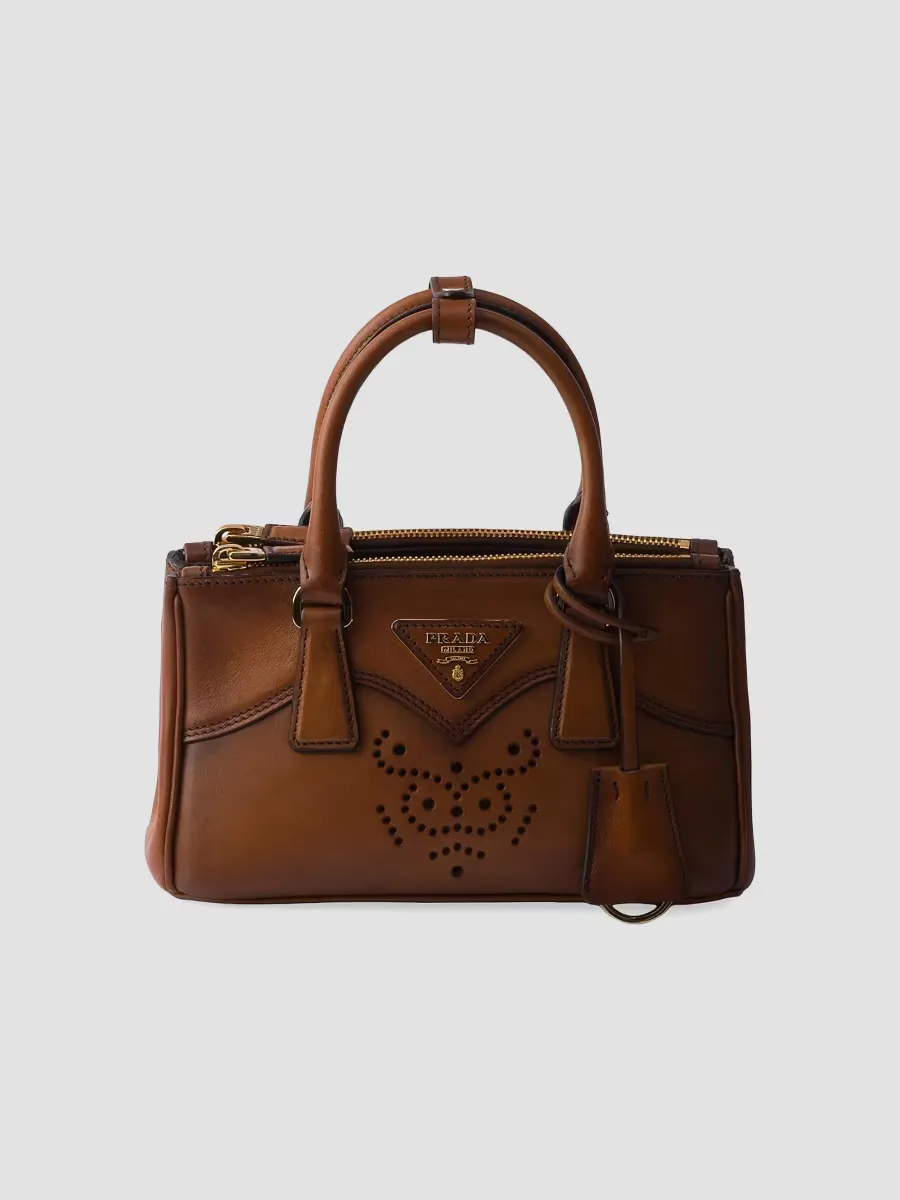 Galleria Leather Mini Top Handle Bag by Prada