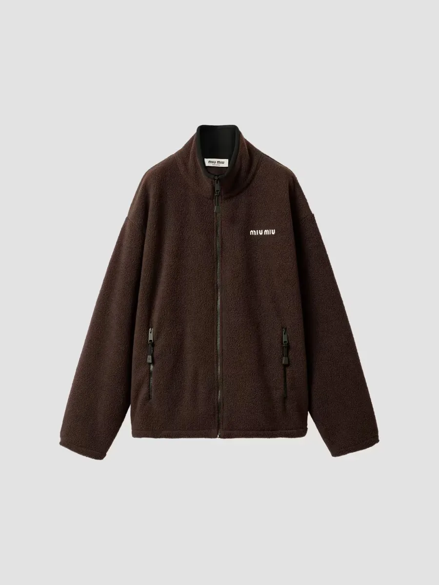 Cotton Fleece Zipper Jacket by Miu Miu