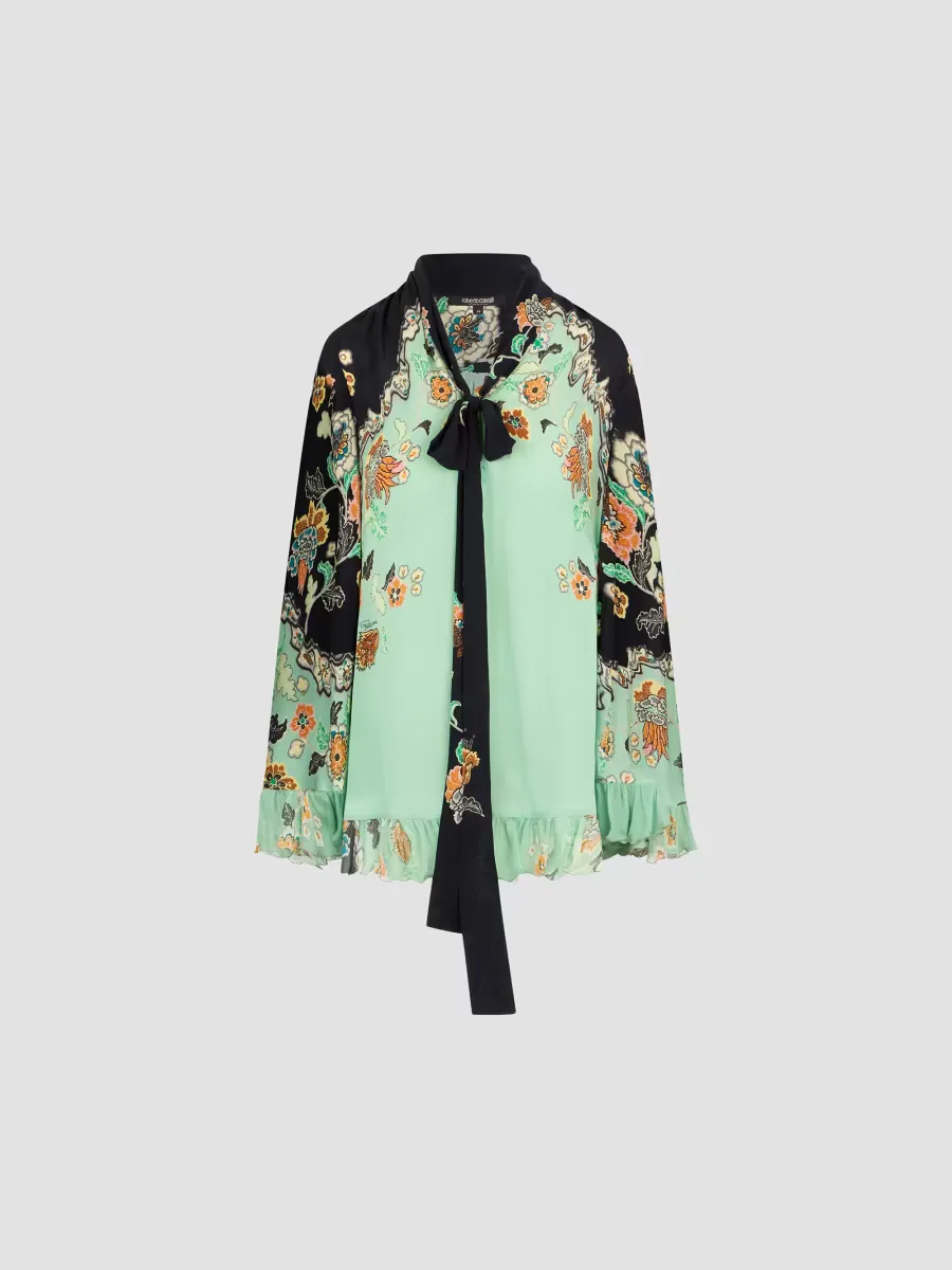 Ruffle-Trimmed Printed Mini Dress by Roberto Cavalli