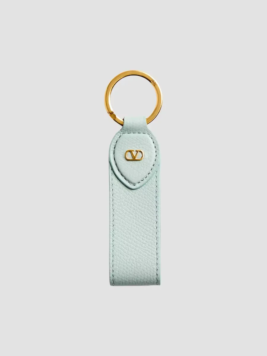 VLogo Signature Grainy Calfskin Key Ring by Valentino