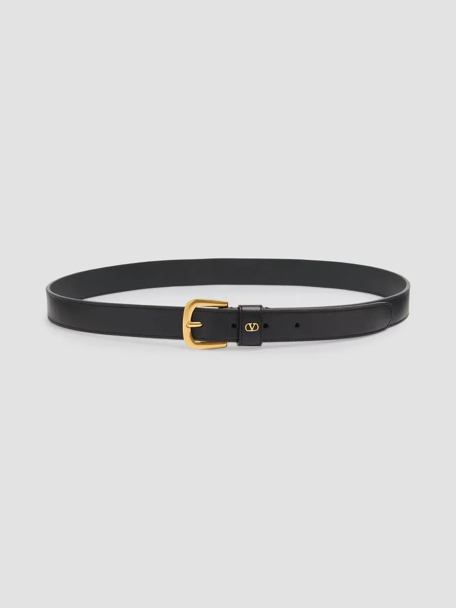 VLogo Signature Belt in Shiny Calfskin 25MM by Valentino