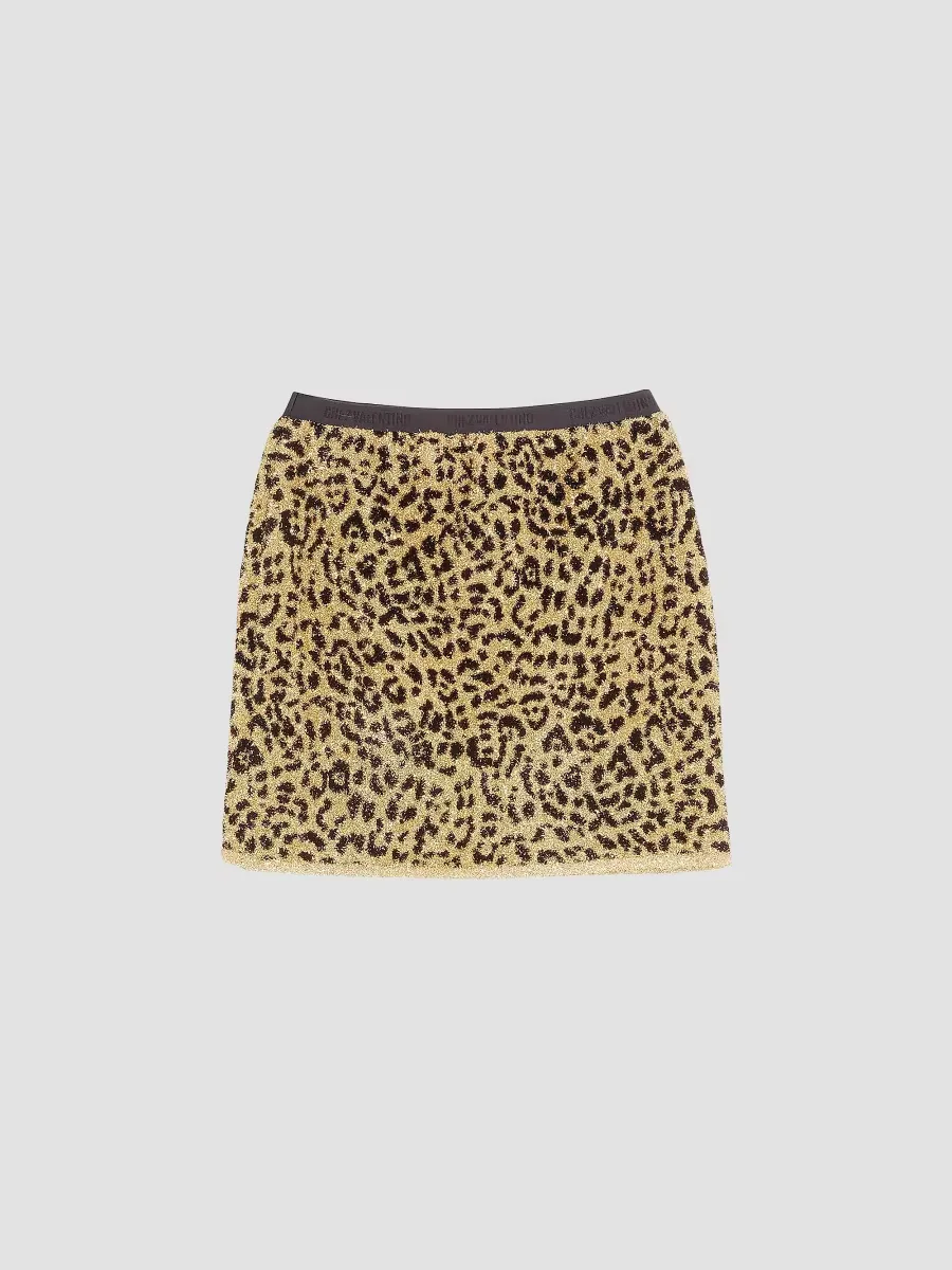 Jacquard Animal Print Lurex Knit Skirt