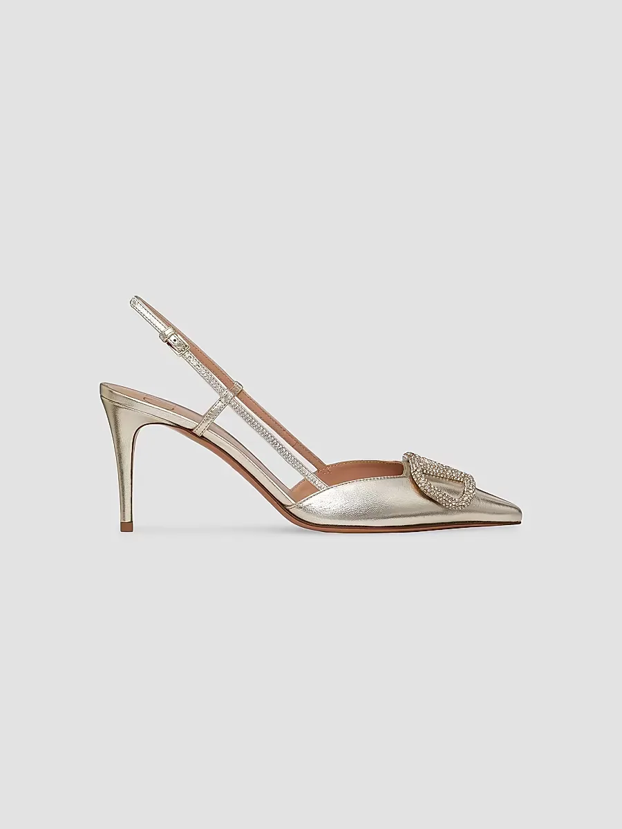VLogo Glow Laminated Nappa Slingback Pumps 80MM by Valentino