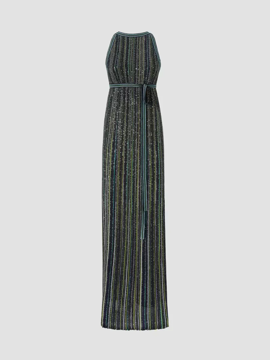 Sequin-Embroidered Striped Belted Maxi Dress by Missoni