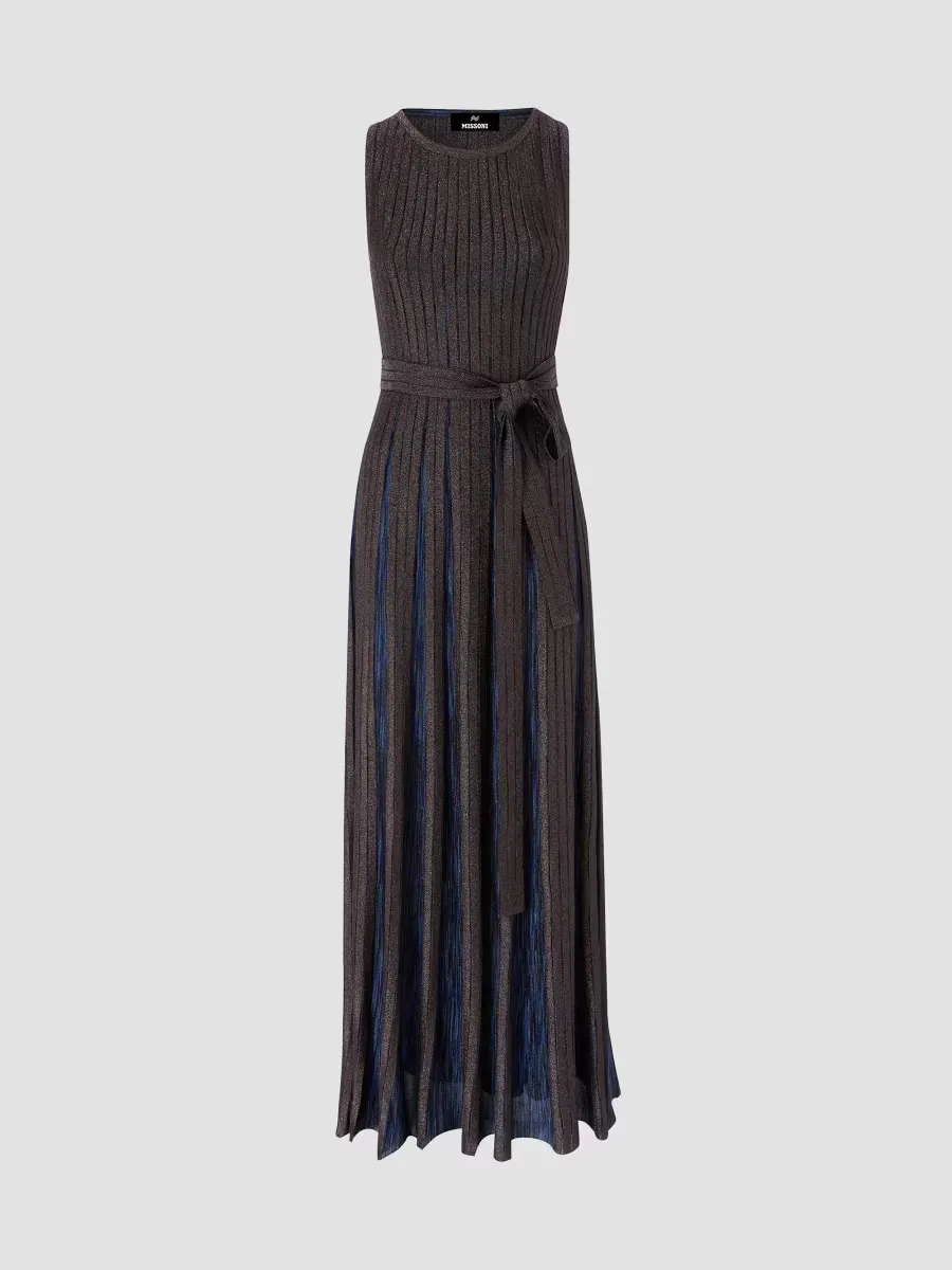Rib-Knit Sleeveless Pleated Maxi Dress by Missoni