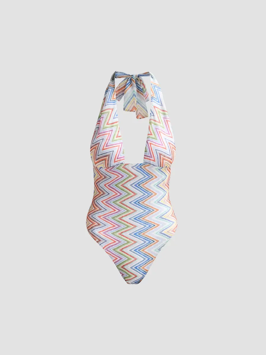 Chevron Halterneck One-Piece Swimsuit by Missoni
