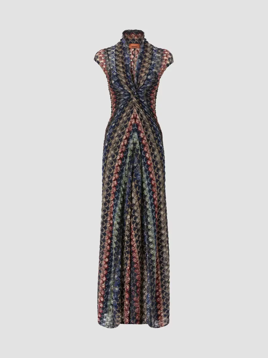 Twist-Front Chevron Knit Maxi Dress by Missoni
