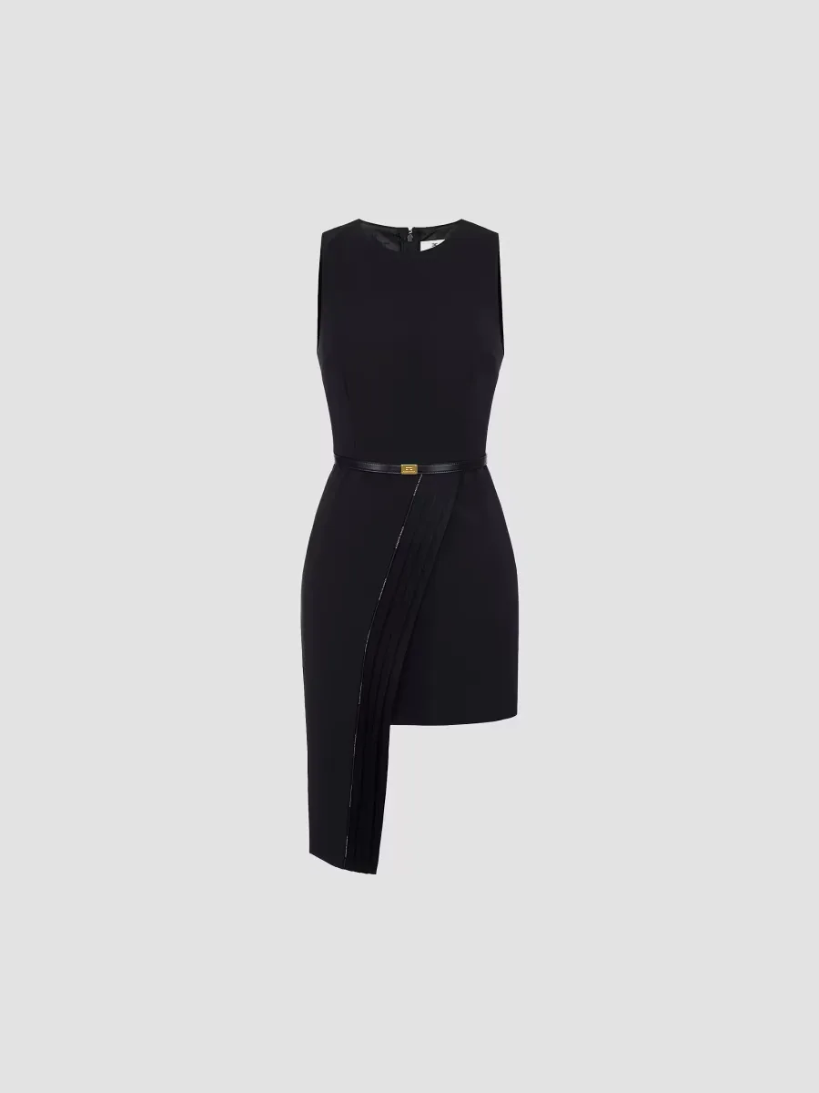 Crepe Tuxedo Asymmetric Dress