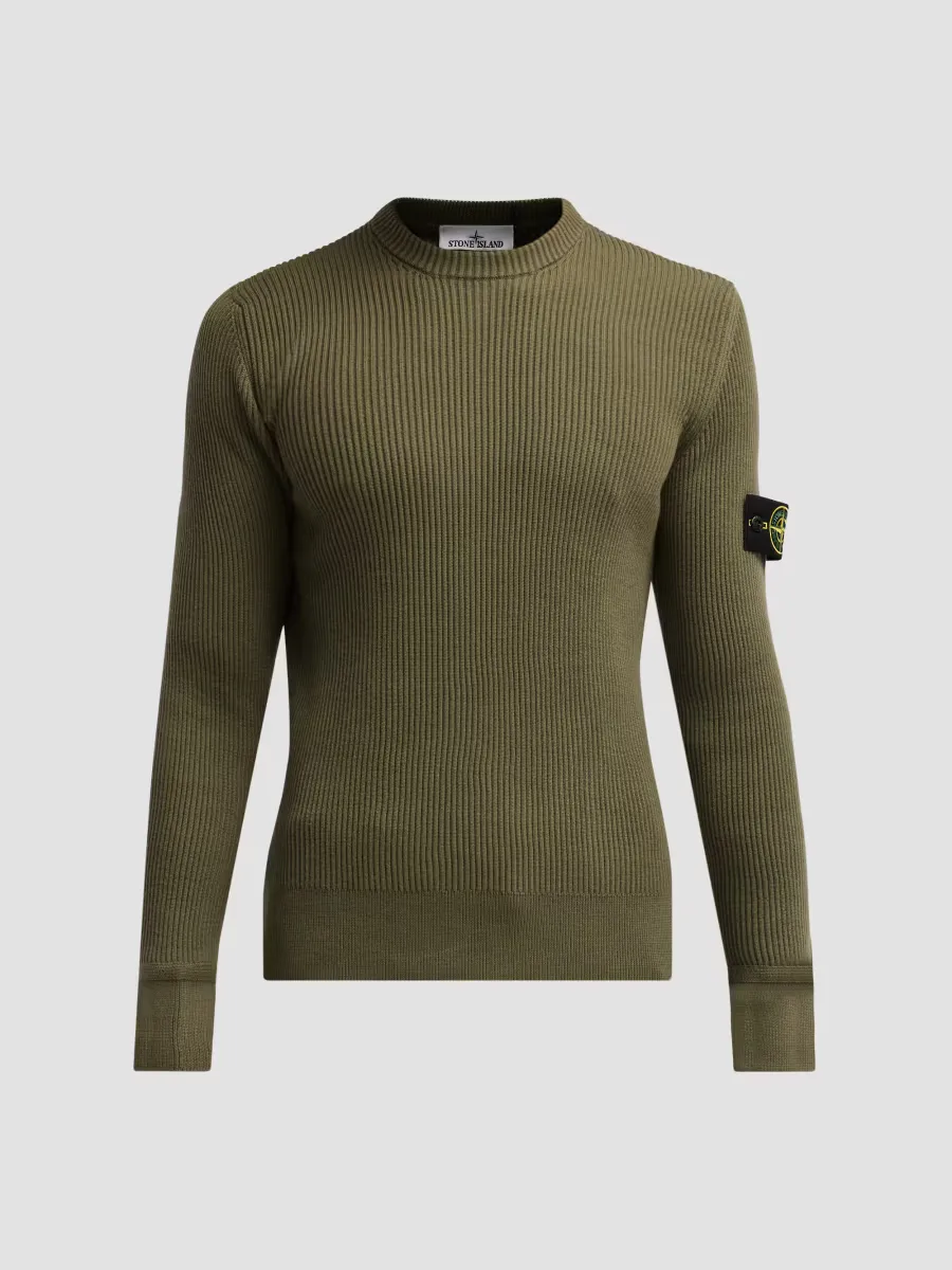 Rib-Knit Wool Crewneck Top by Stone Island