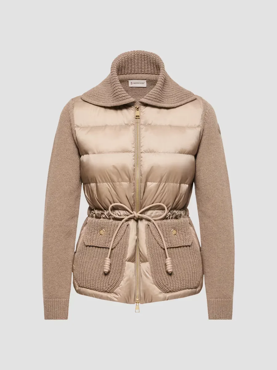 Down-Filled Cardigan in Wool & Cashmere Blend by Moncler