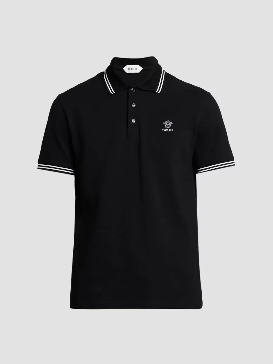 Medusa-Embroidered Cotton Polo Shirt by Versace