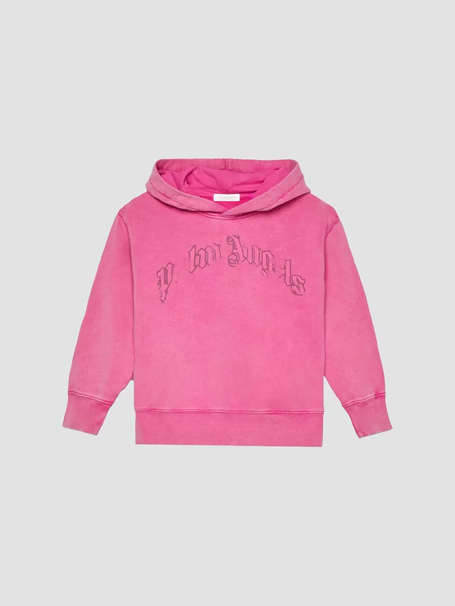 Curved Logo Faded Cotton Hoodie by Palm Angels