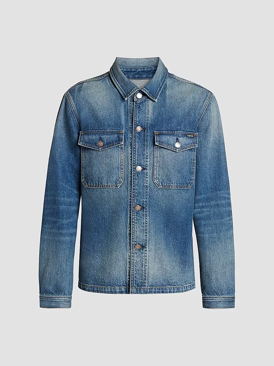 Cotton Denim Shirt Jacket by Tom Ford
