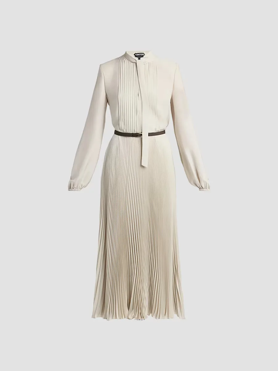 Pintucked Tieneck Shirtdress by Tom Ford