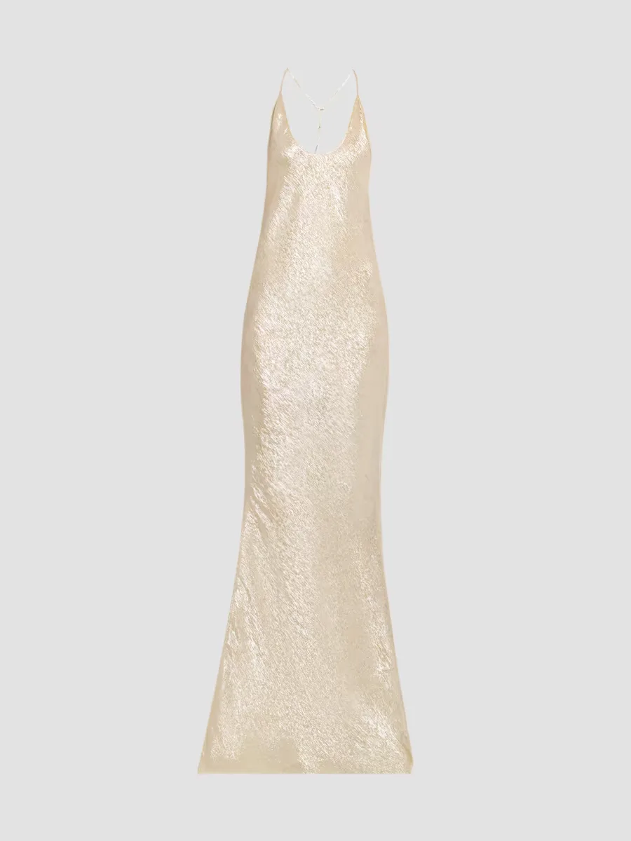 Metallic Silk-Blend Open-Back Maxi Dress by Tom Ford