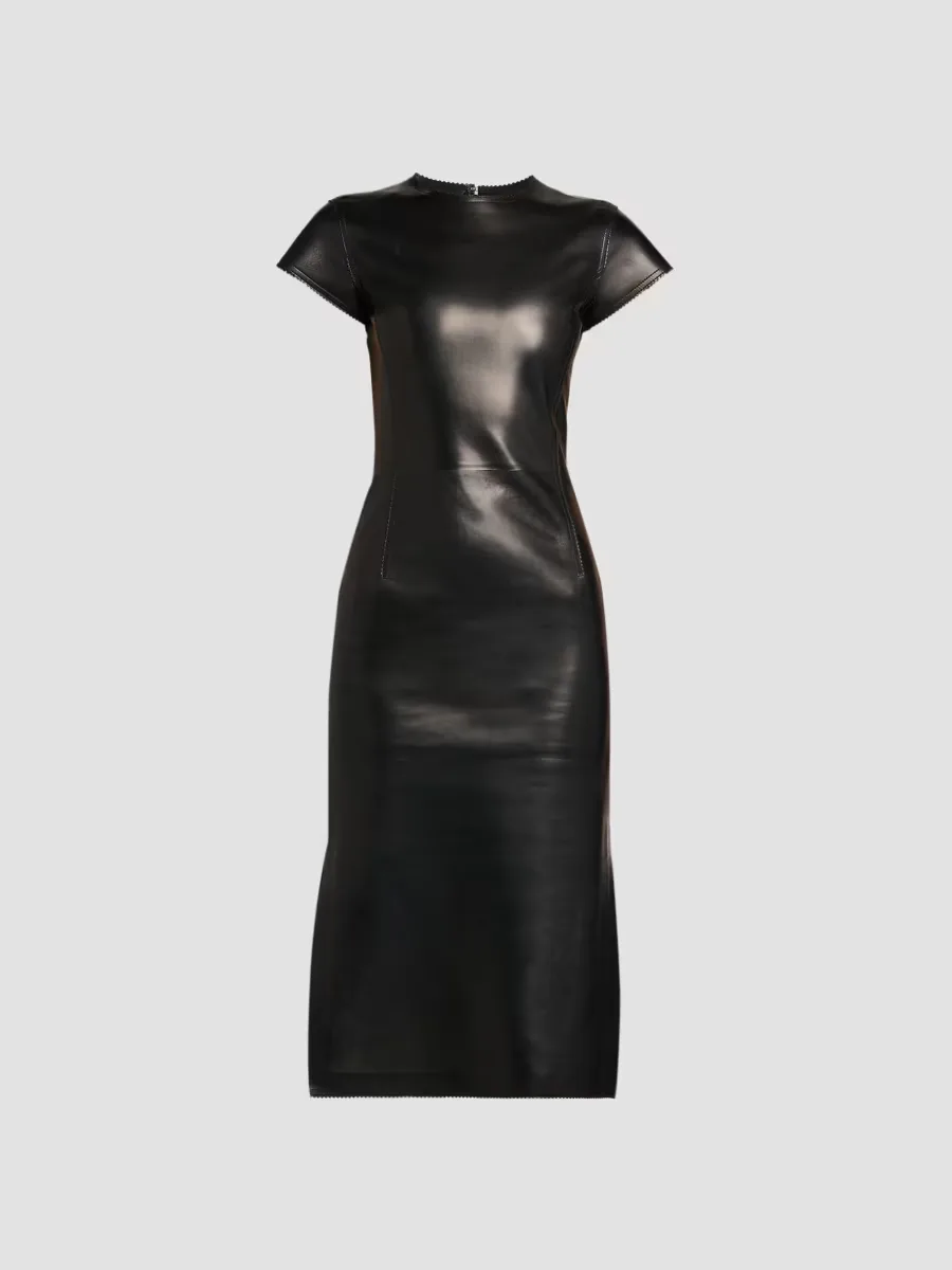 Guanteria Leather Midi Dress by Tom Ford