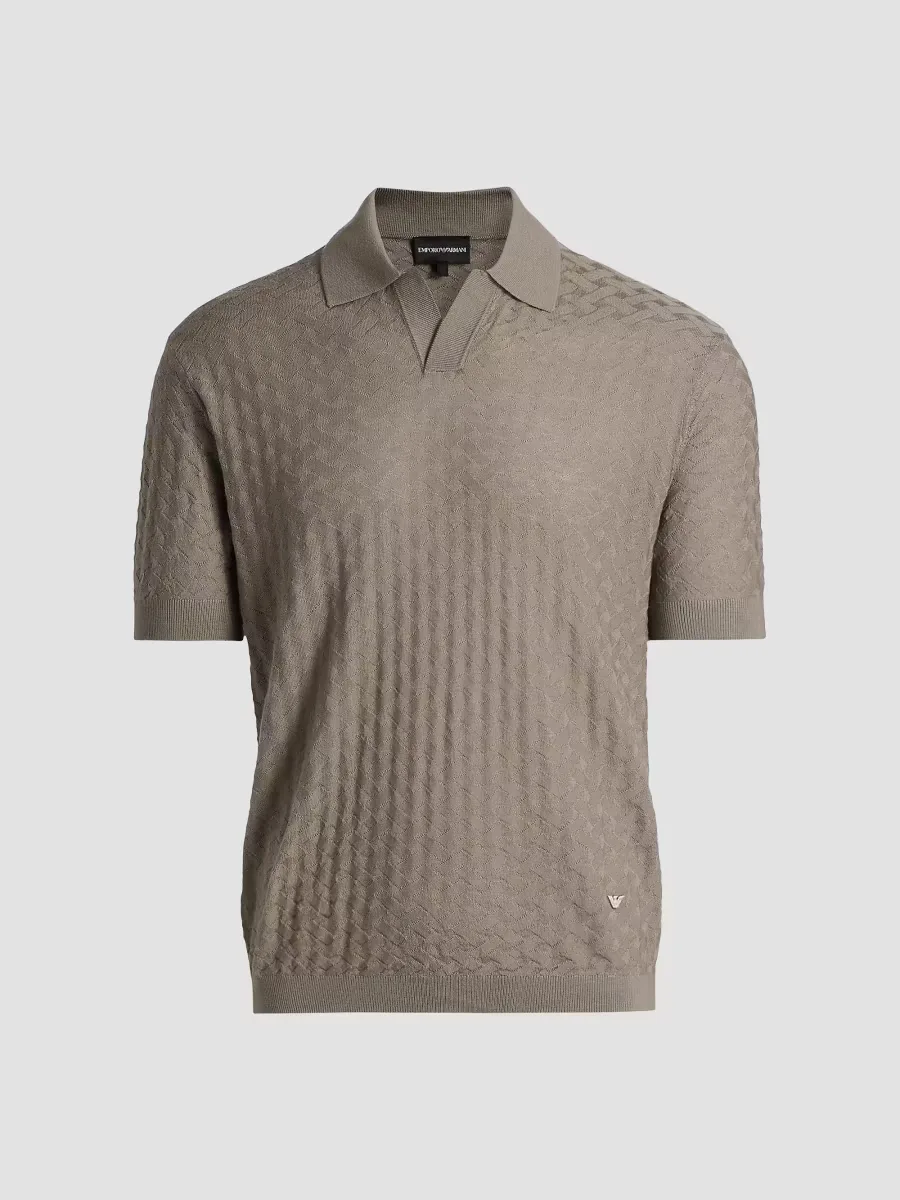 Emporio Armani Tonal Basketweave Wool Sweater by Armani