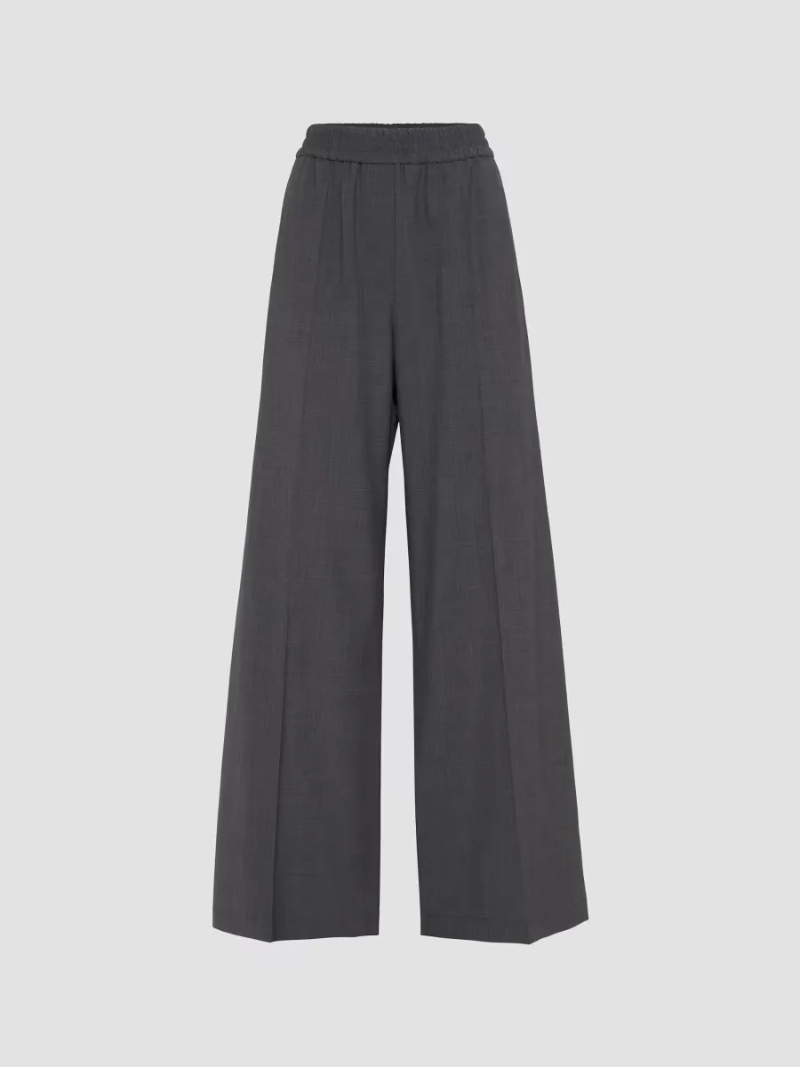Tropical Luxury Wool Loose Track Trousers by Brunello Cucinelli