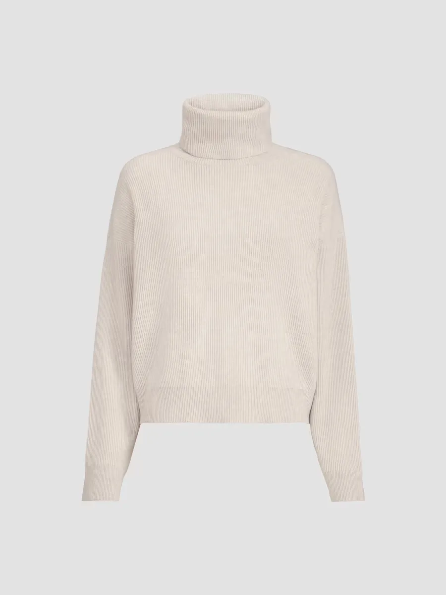 Virgin Wool, Cashmere and Silk English Rib Turtleneck Sweater by Brunello Cucinelli