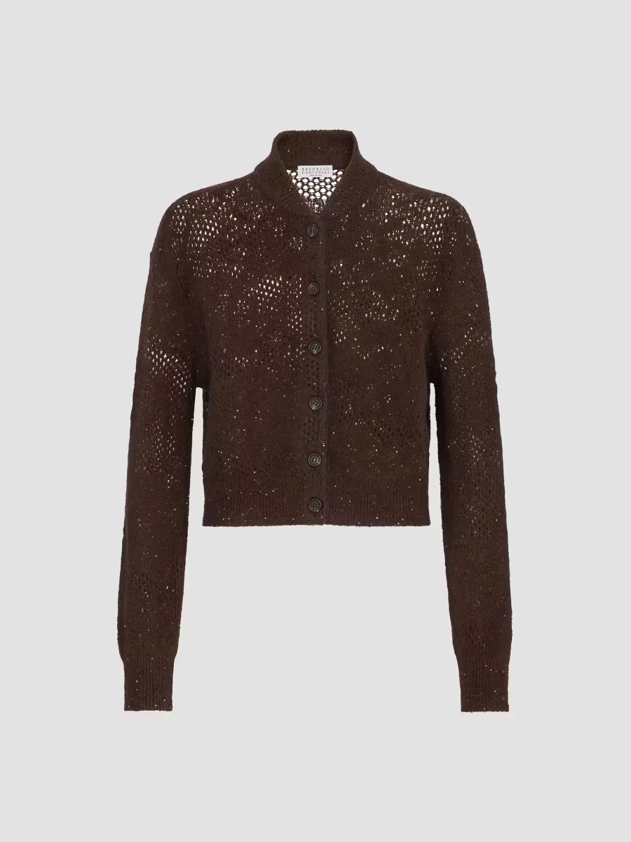 Lace Flowers Cardigan in Sparkling Mohair and Virgin Wool