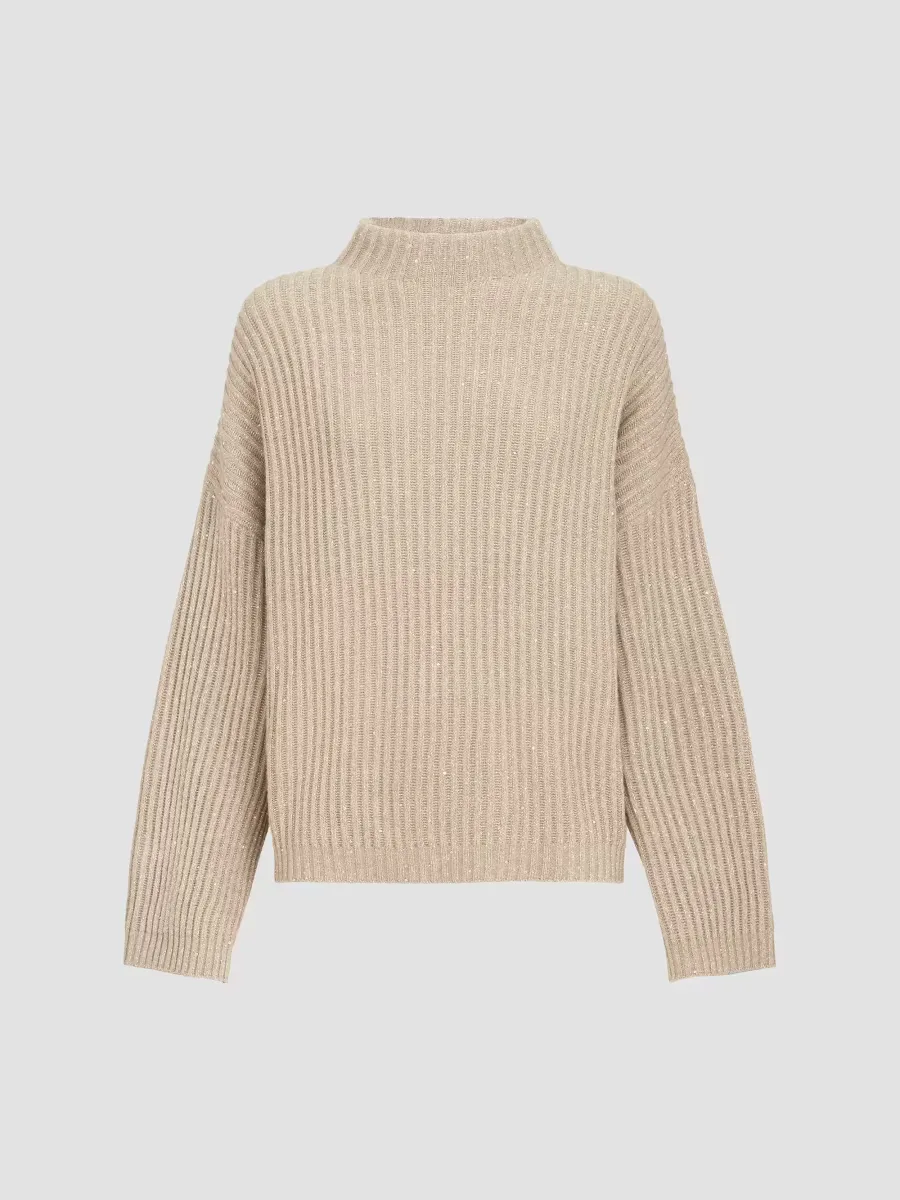 Sparkling & Dazzling Cashmere and Wool Ribbed Sweater by Brunello Cucinelli