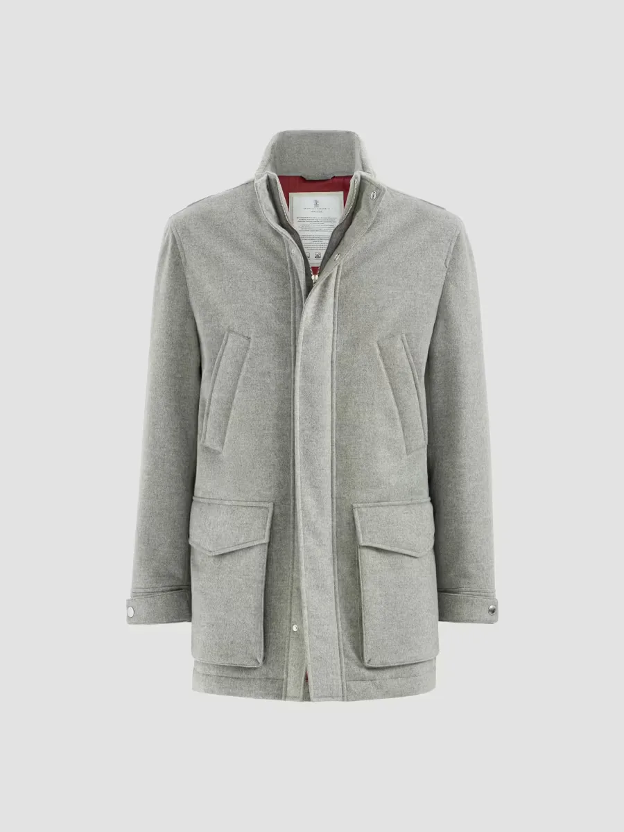Bonded Cashmere Beaver Cloth Parka Jacket by Brunello Cucinelli