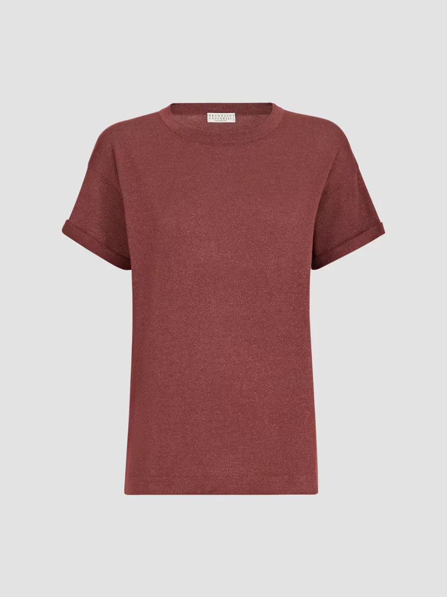 Sparkling Cashmere and Silk Lightweight Knit T-Shirt by Brunello Cucinelli