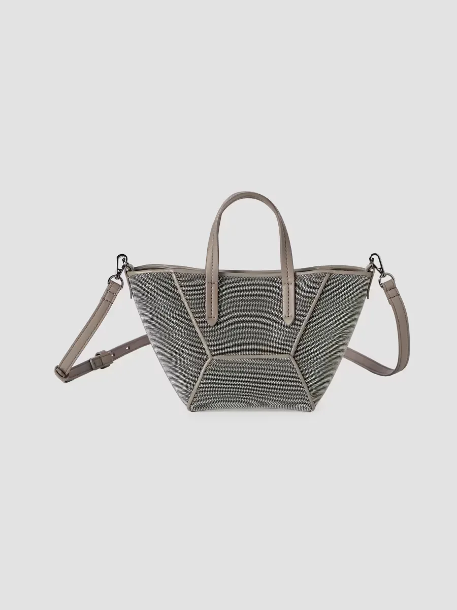 Precious Duo Mini Top Handle Bag in Grained Leather by Brunello Cucinelli