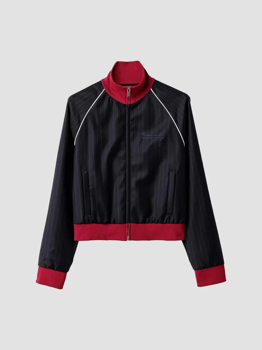 Pinstriped Zipper Blouson Jacket by Miu Miu