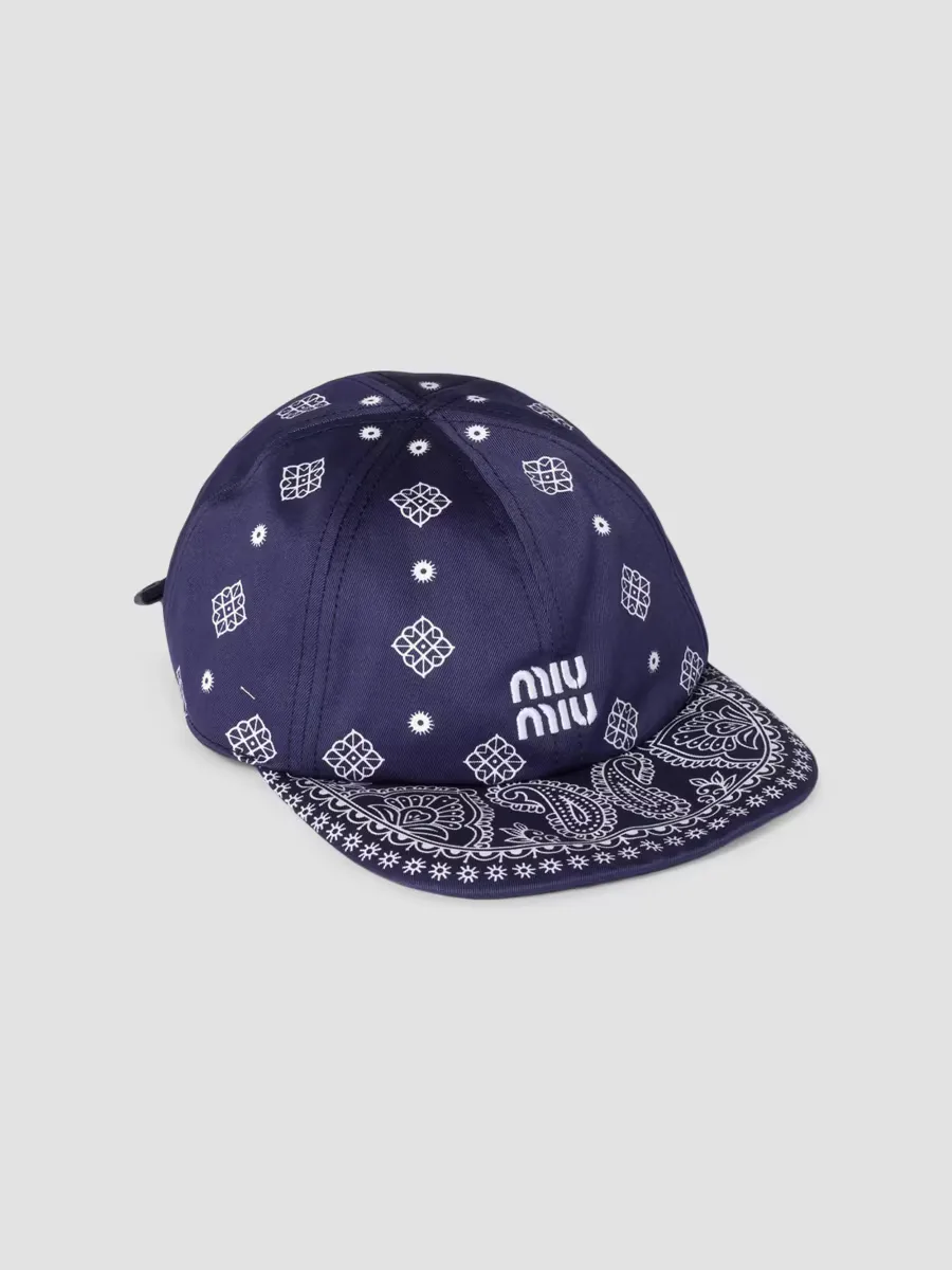 Printed Cotton Baseball Cap by Miu Miu