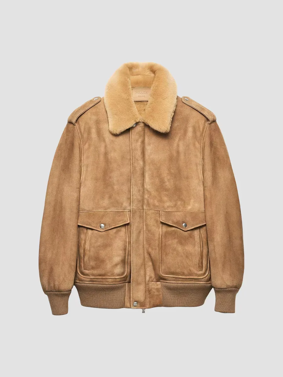 Suede and Shearling Bomber Jacket