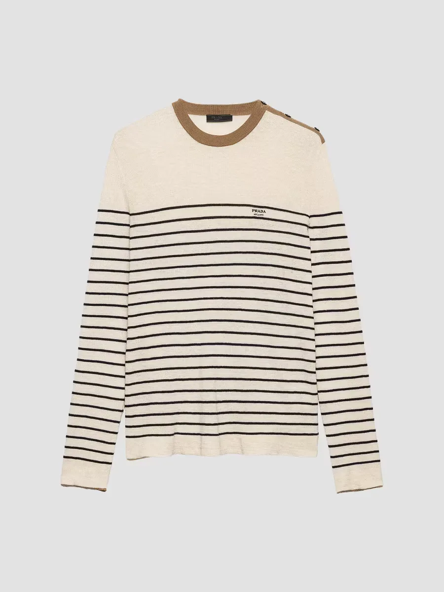 Striped Linen and Cotton Sweater by Prada