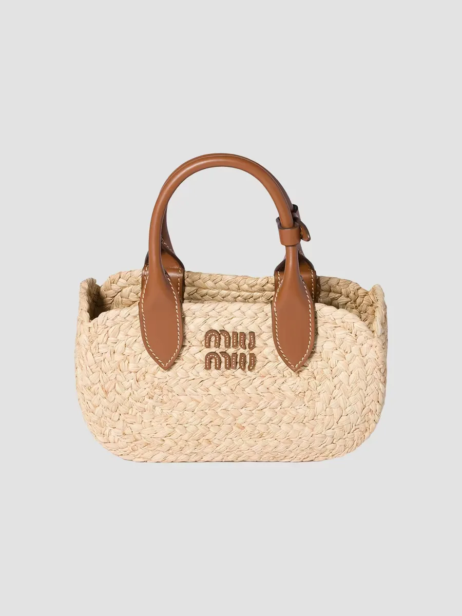 Raffia Top Handle Bag by Miu Miu