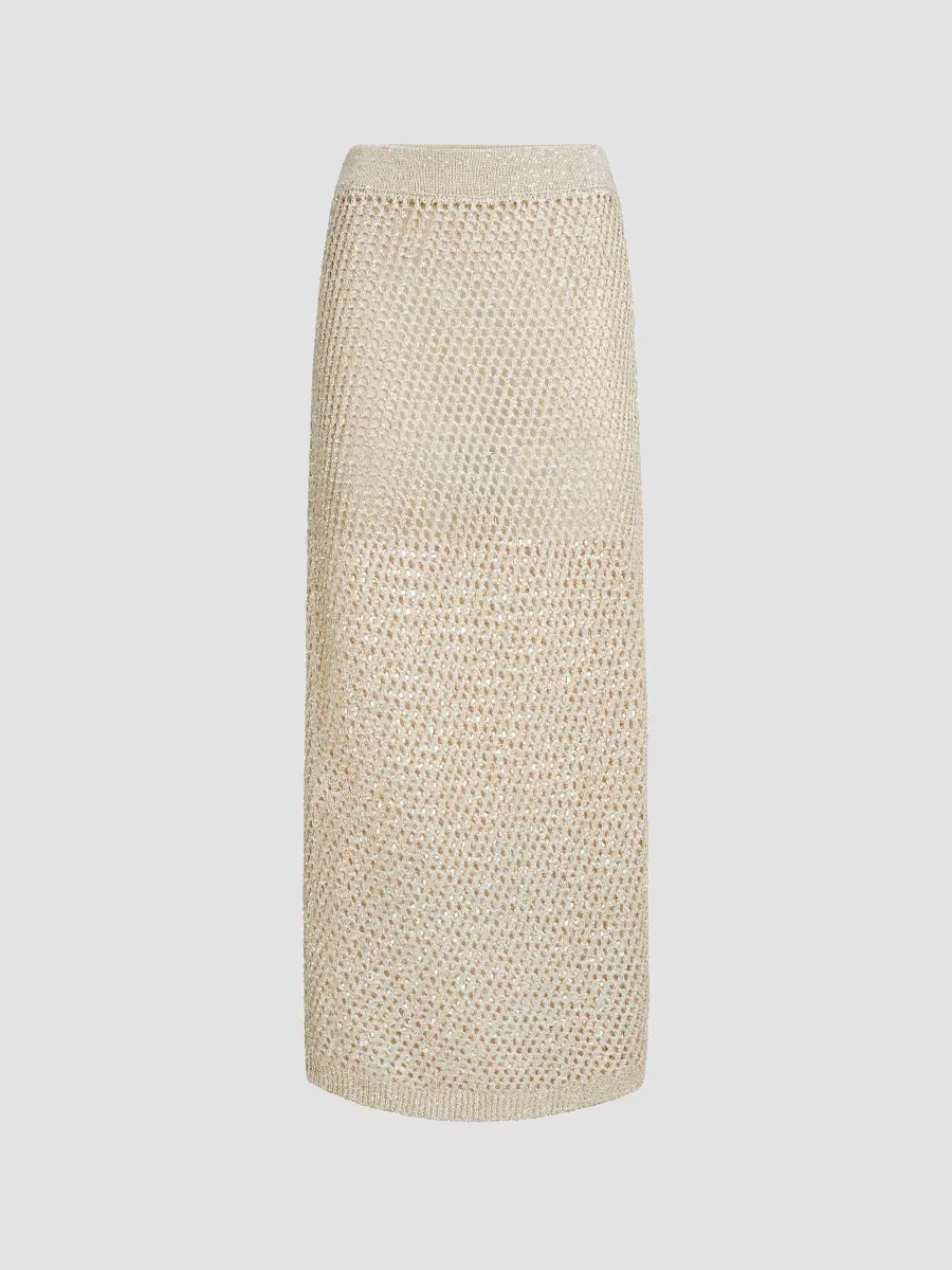 Dazzling Texture Net Knit Skirt by Brunello Cucinelli