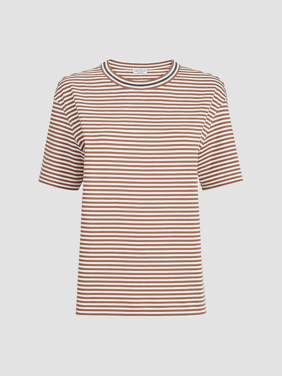 Striped Cotton Jersey T-Shirt by Brunello Cucinelli