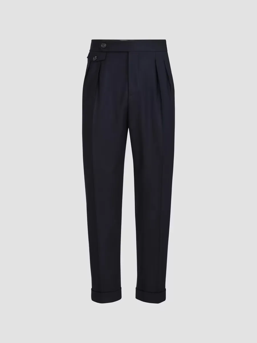Virgin Wool Flannel Trousers in Twisted Cotton Gabardine by Brunello Cucinelli