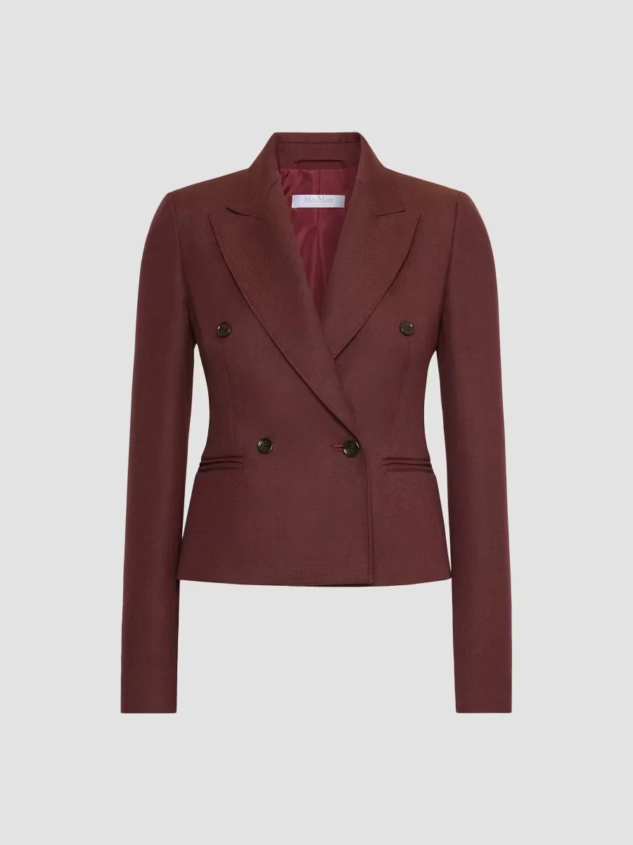 Denim Effect Wool Double Breasted Jacket by Max Mara
