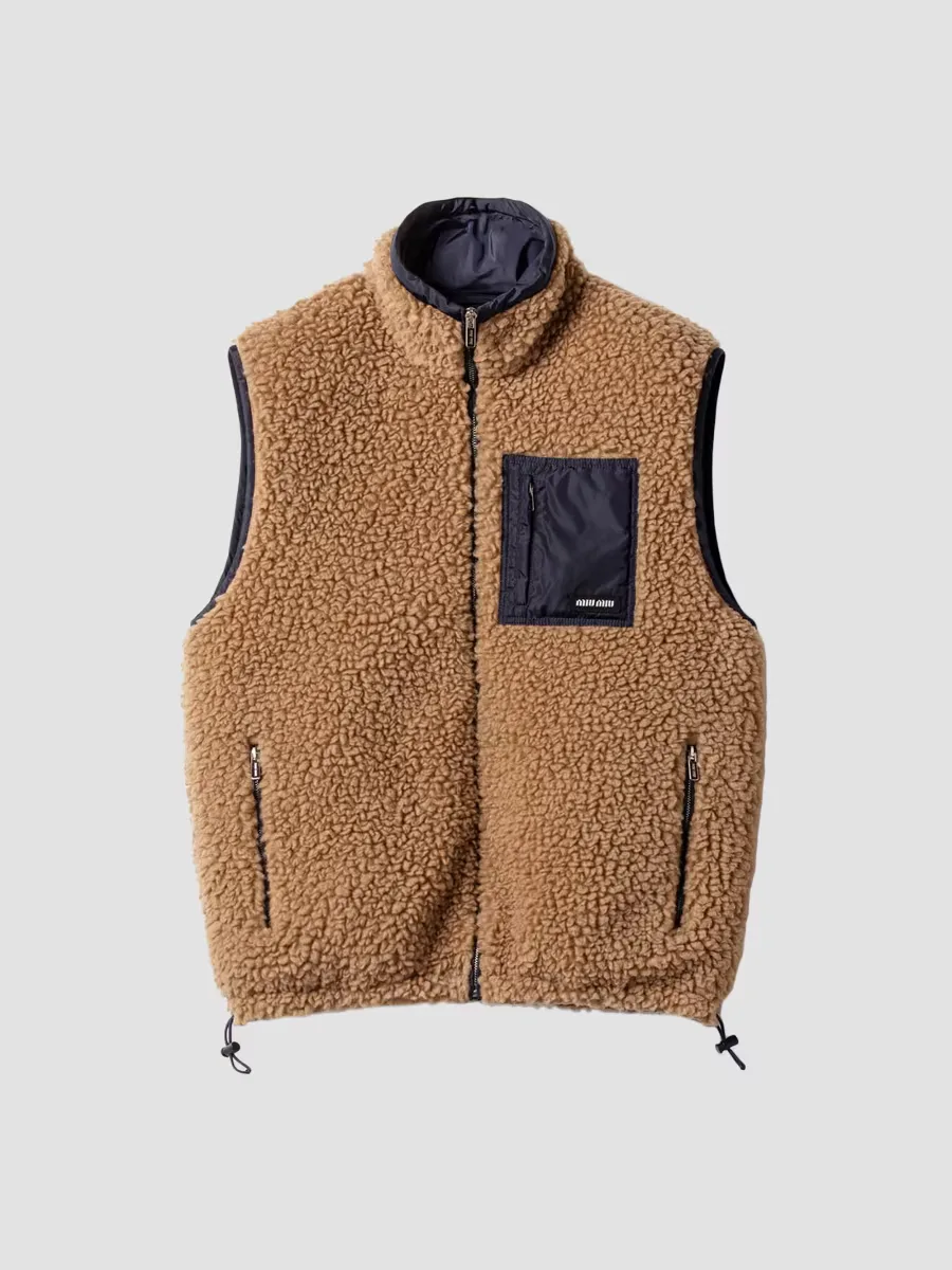 Teddy Down Vest with Technical Pong by Miu Miu