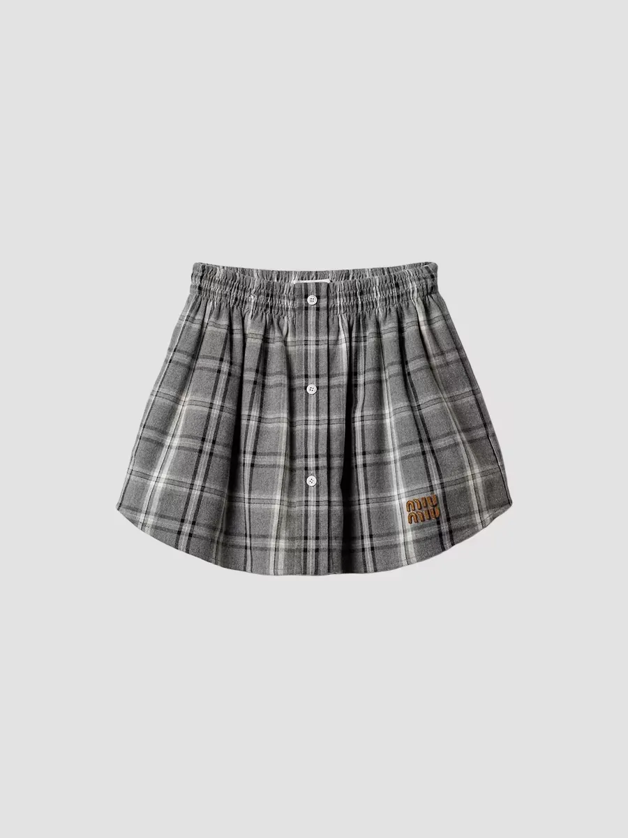 Checked Flannel Mini Skirt by Miu Miu