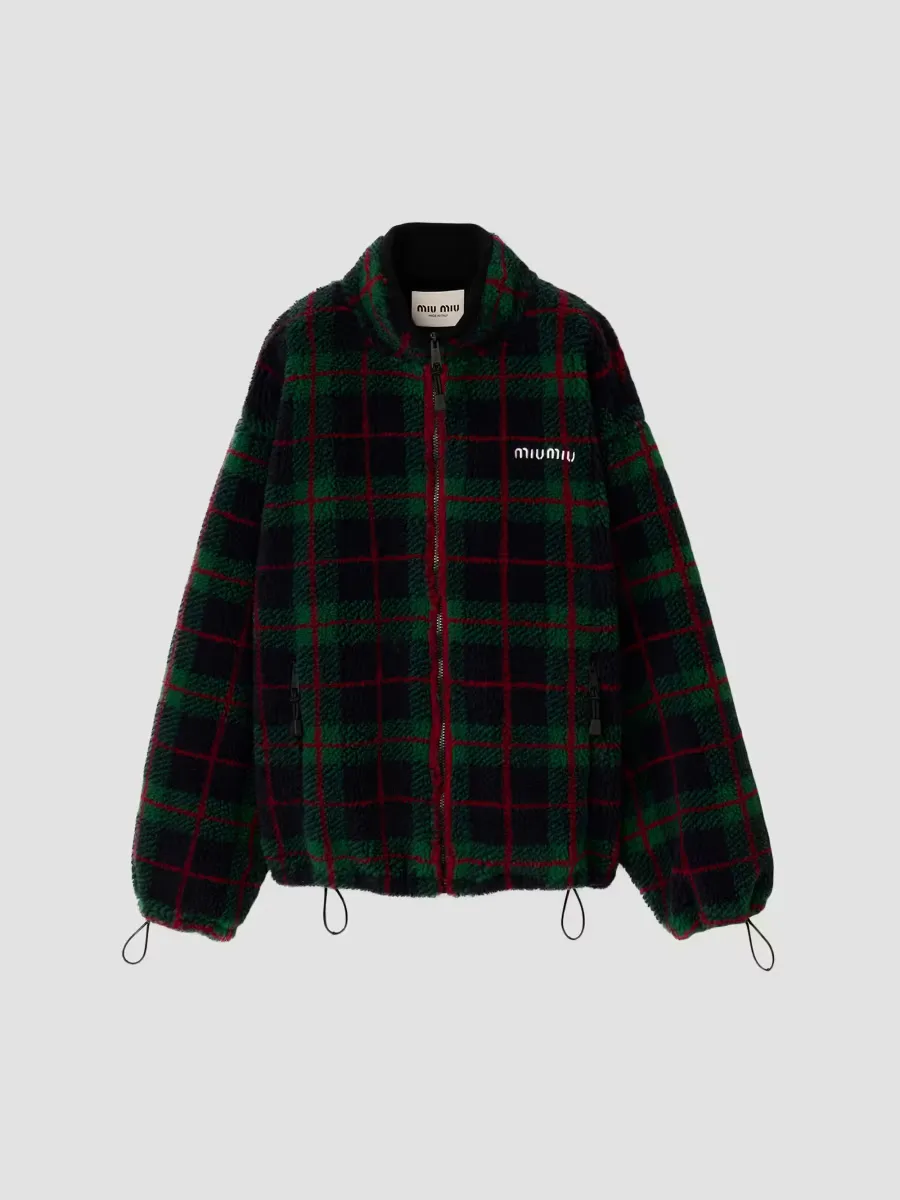 Checked Teddy Zipper Jacket