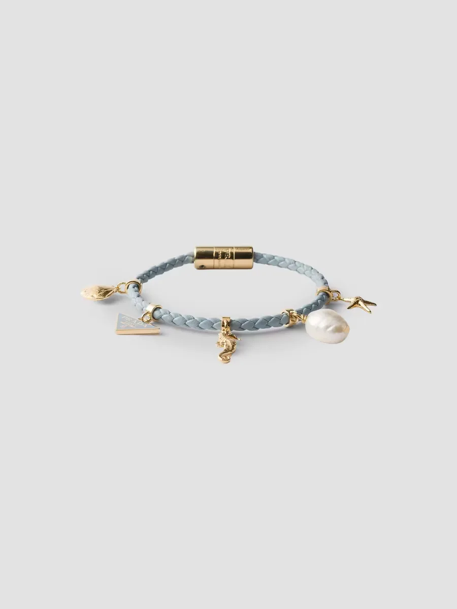 Braided Nappa Leather Charm Bracelet by Prada