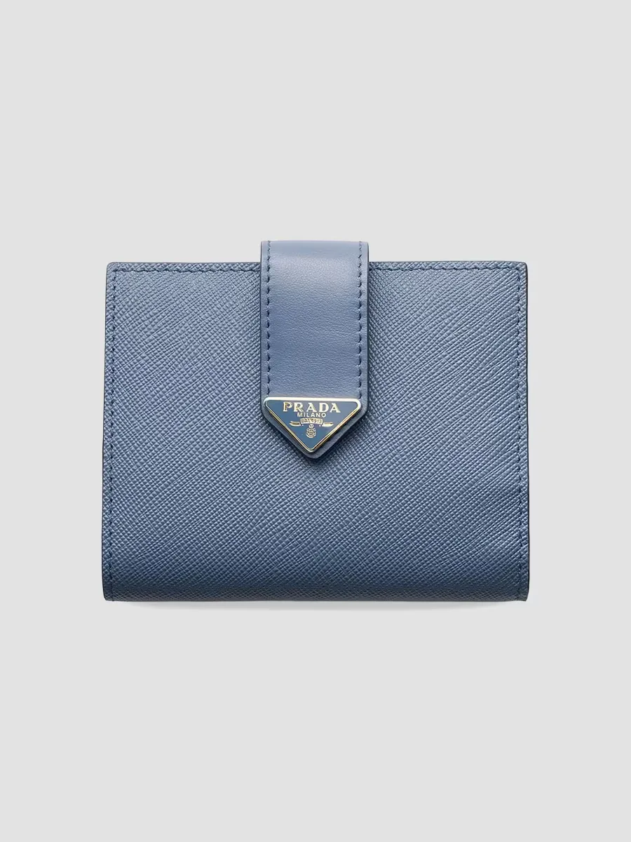Small Saffiano and Smooth Leather Wallet by Prada